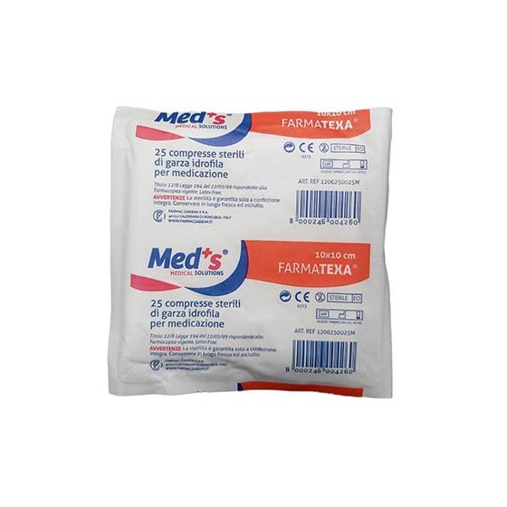 Meds Farmatexa Compresse Sterili Garza Cotone 10x10cm 25 Pezzi