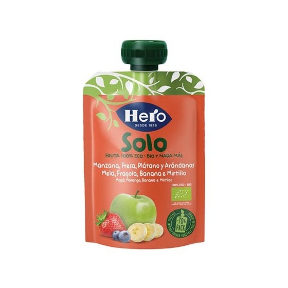 Hero Solo Frutta Frullata Mela/Fragola/Banana/Mirtillo Biologico 100g