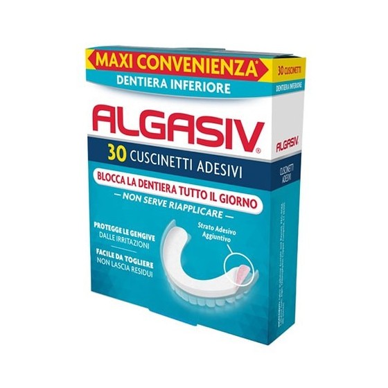 Algasiv Adesivi Dentiera Inferiore 30 Cuscinetti
