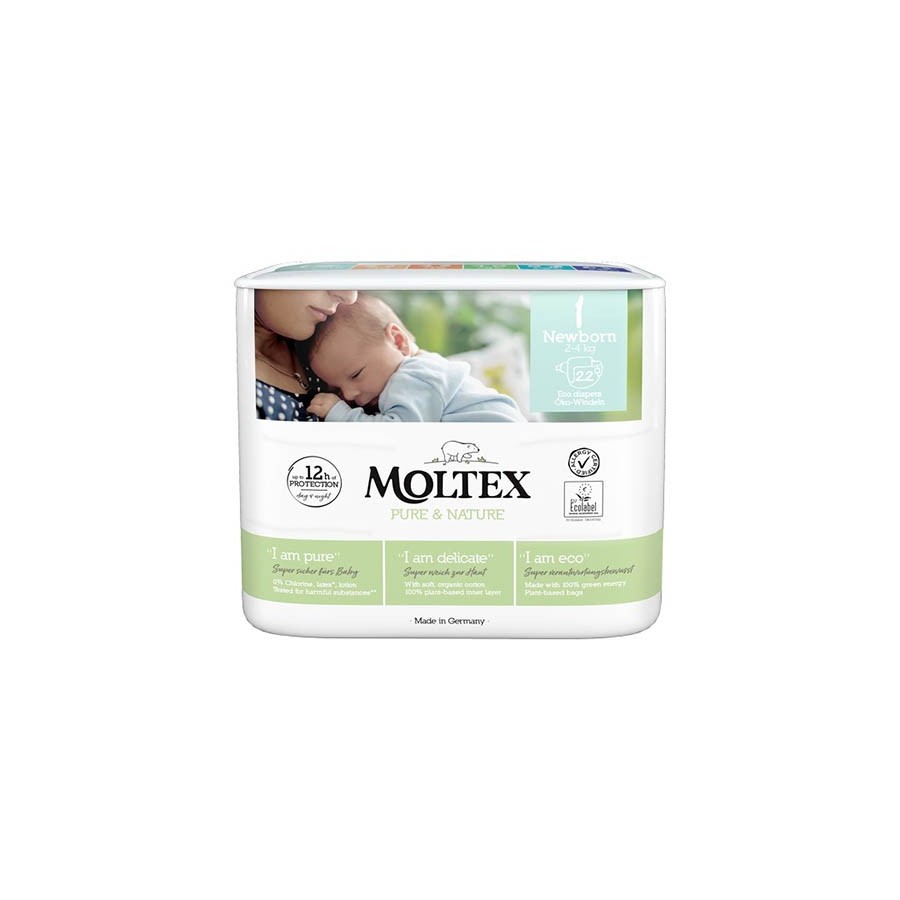 Moltex Pure & Nature Taglia 1 Newborn 2-4kg 22 Pezzi