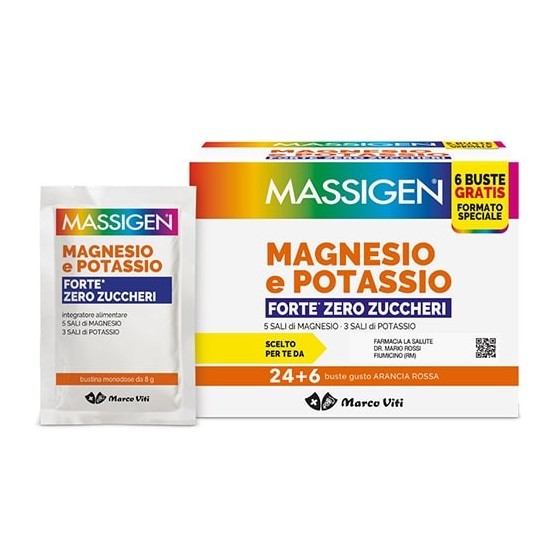 Massigen Magnesio E Potassio Forte Zero Zuccheri 24+6 Bustine