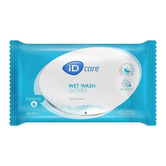 iD Care Wet Wash Gloves Manopole Detergenti 8 Pezzi