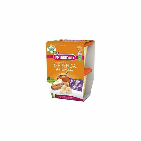 Plasmon La Merenda Dei Bambini Banana Mela Biscotto Miele 2x120g