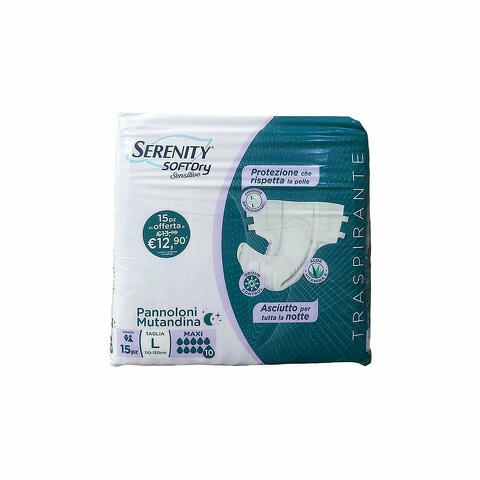 Serenity SoftDry Sensitive Pannoloni Mutandina Maxi Taglia L 15 Pezzi