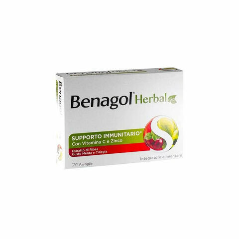 Benagol Herbal Gusto Menta E Ciliegia 24 Pastiglie