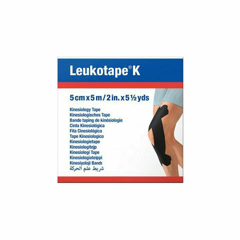 Leukotape K Tape Kinesiologico Nero 5x500cm