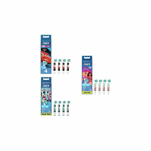 Oralb power refill eb10 cars/mickey/princesses 4 pezzi