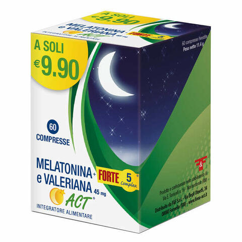 Melatonina E Valeriana Act Forte 5 Complex 1mg 60 Compresse